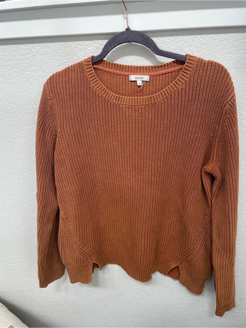 Tyler Boe Rust Knit Crewneck Sweater M mineral wash